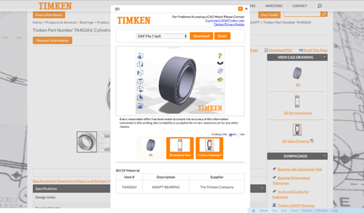 Timken CAD - Online product catalog